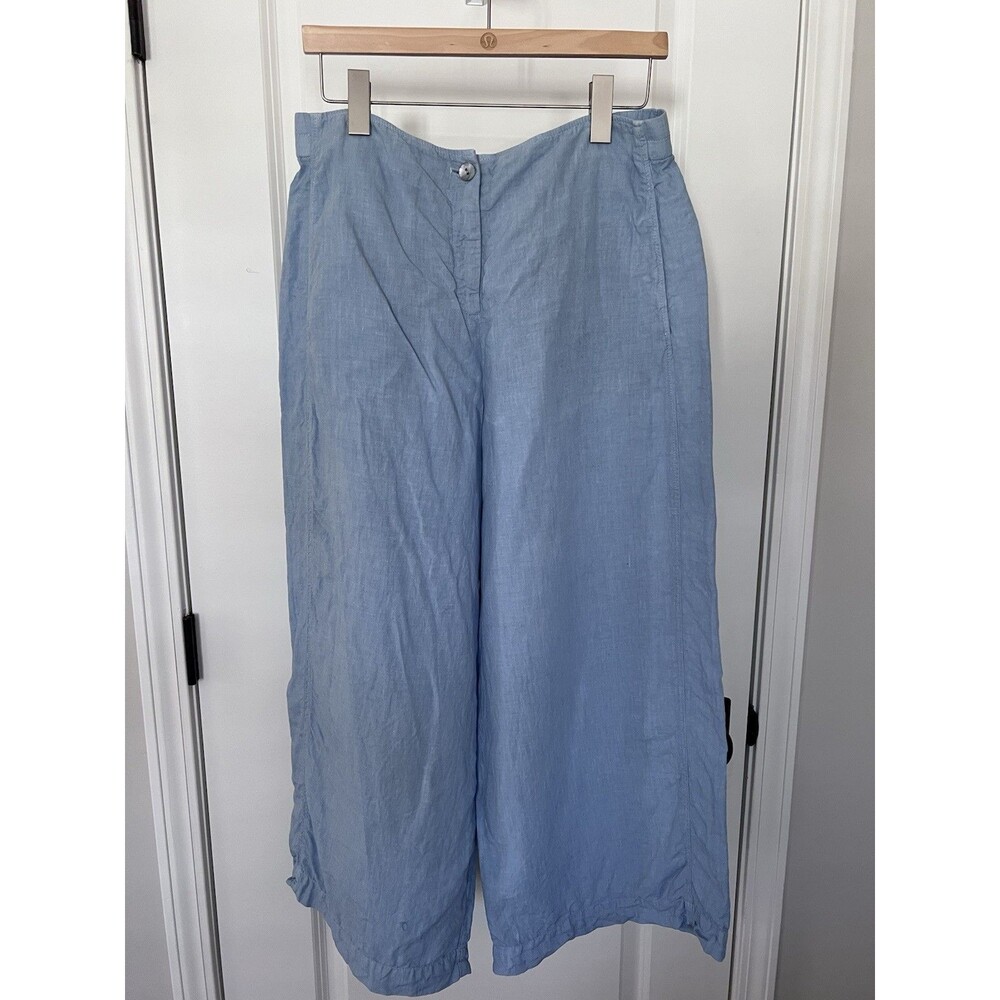Oska Wide Leg Linen Trousers Light Blue Size 10/12 EUC